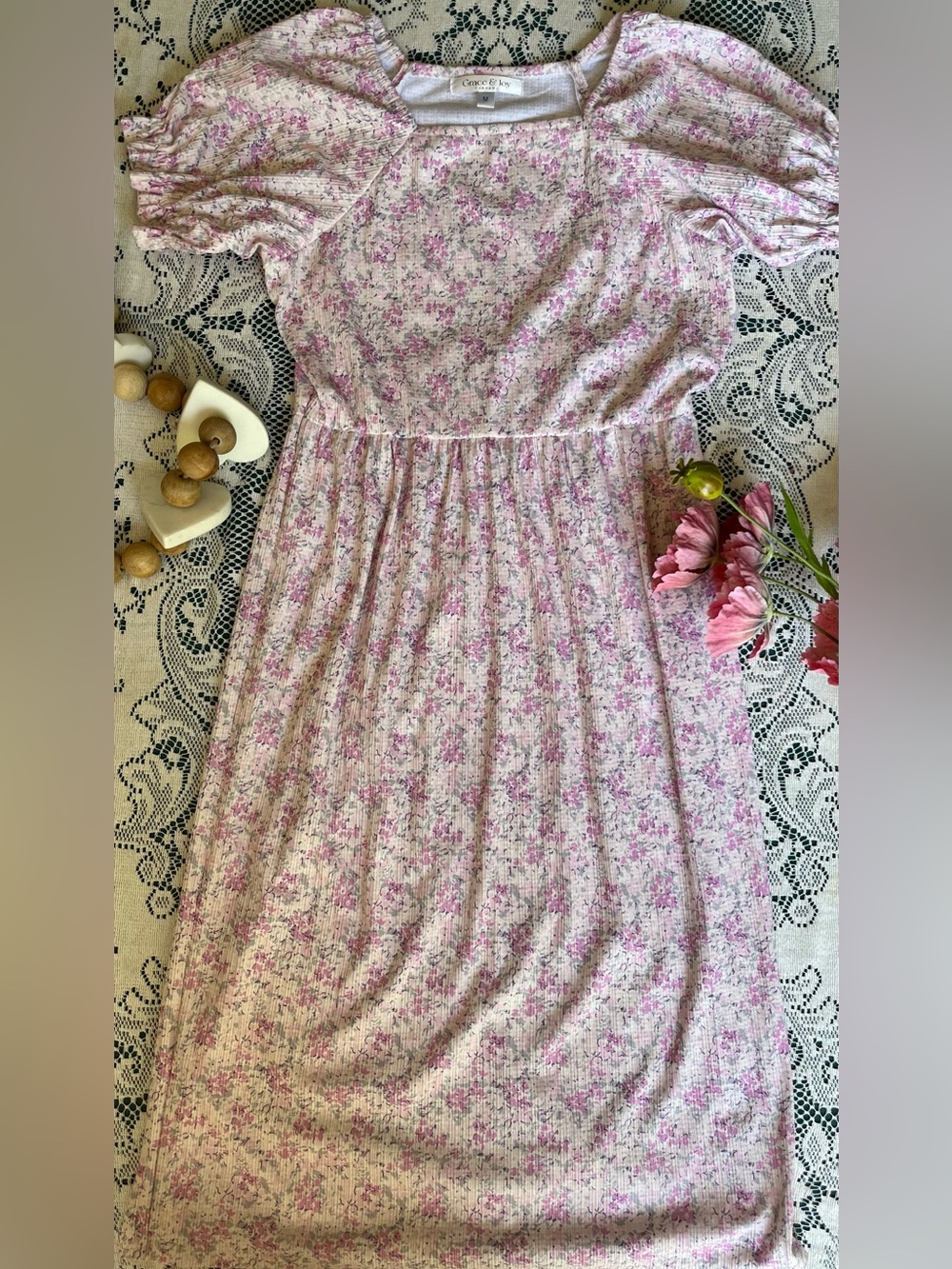 Floral 'STELLA' SQUARE NECK MIDI DRESS Grace and Joy - Picture 2 of 9
